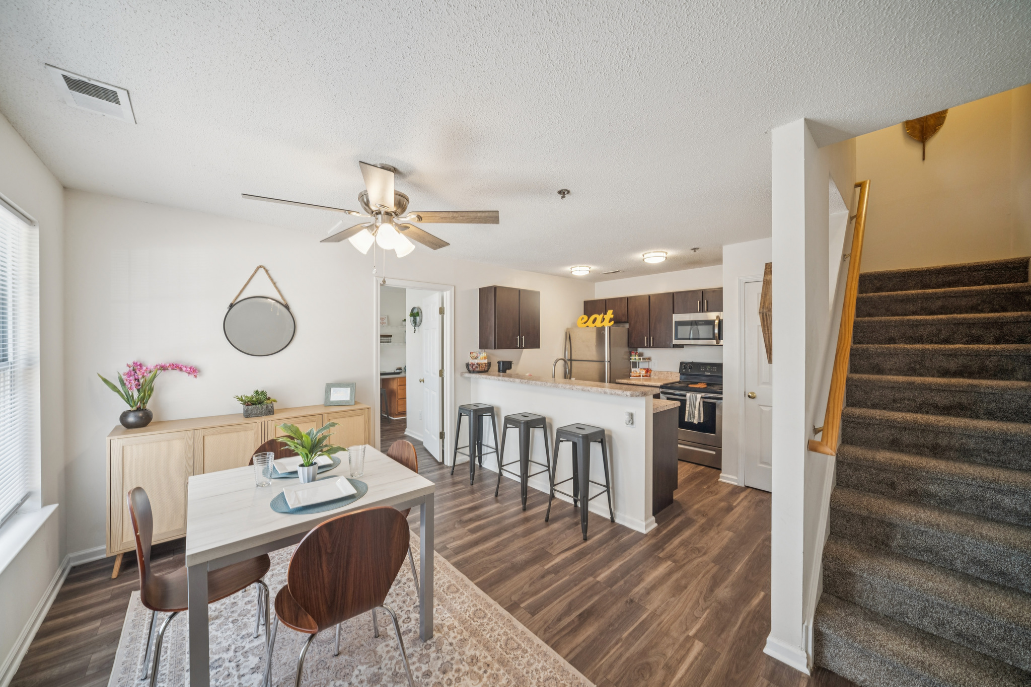a kitchen and dining area in a house