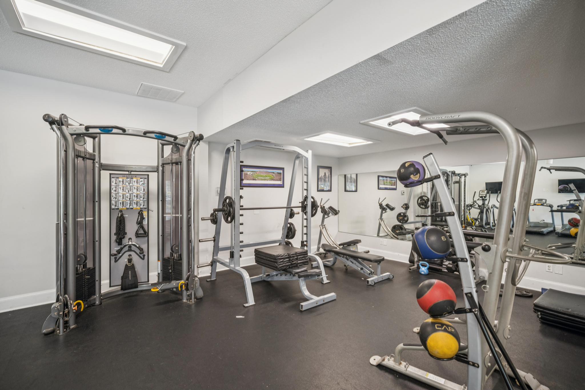 a room with exercise equipment